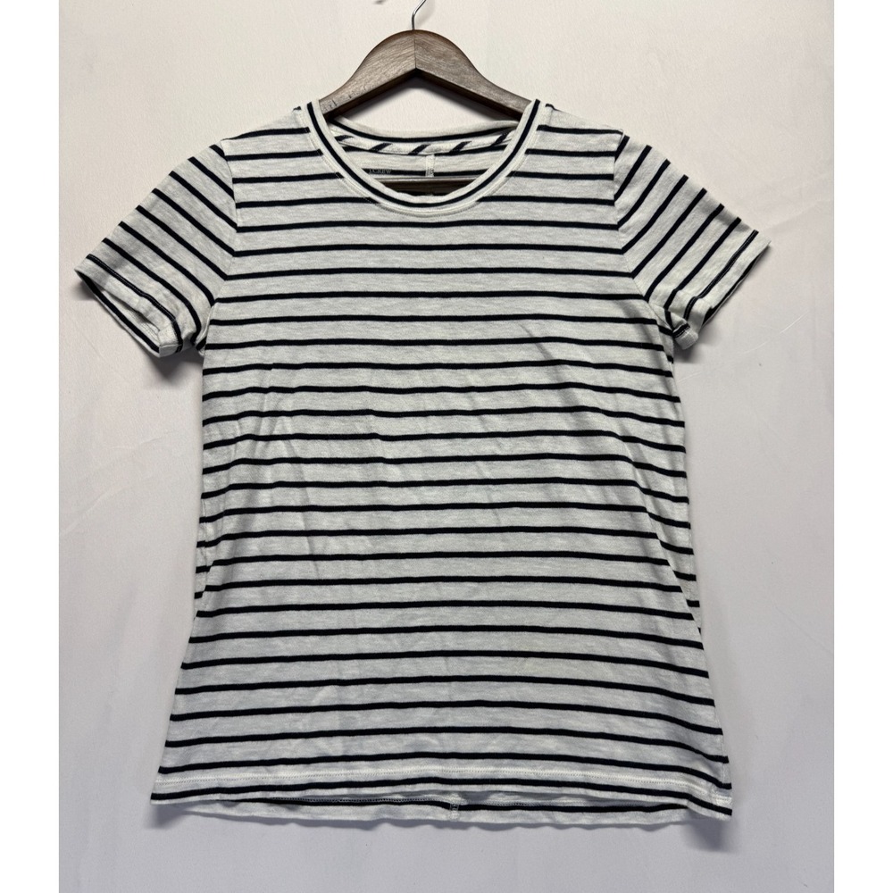 J.Crew Girlfriend Tee Shirt Womens XS‎ White Blue Horizontal Striped Cotton Top